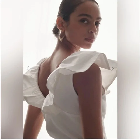 NWT Elegant White Ruffle Top bought at Anthropologie - Picture 4 of 10